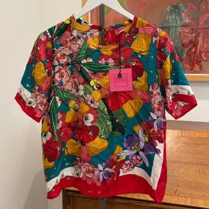 Franco Ferrari Tropical Flowers Blouse
